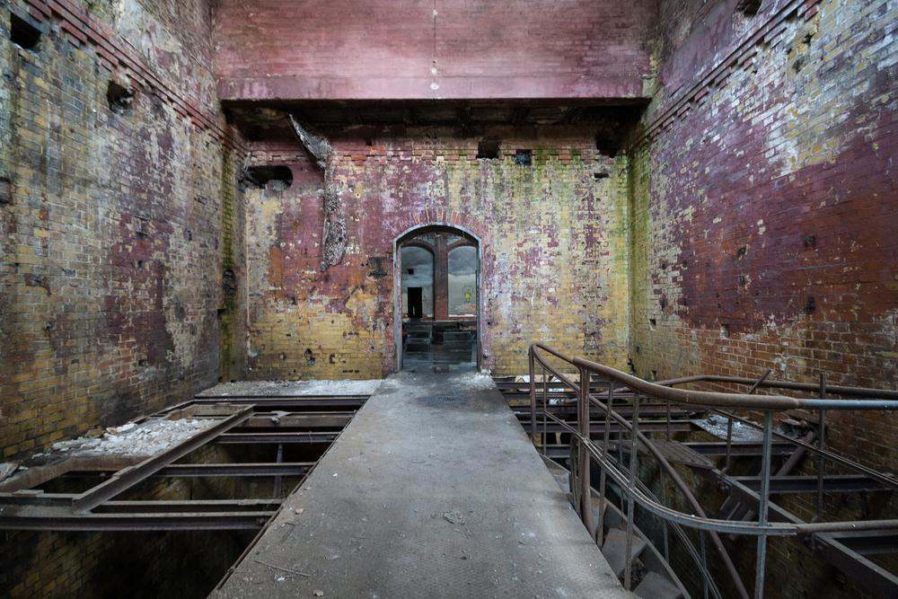 BERLIN, GERMANY - 24 MAY 2010: Abandoned factory, interior of old industry part in the old hospital complex, Beelitz, Germany