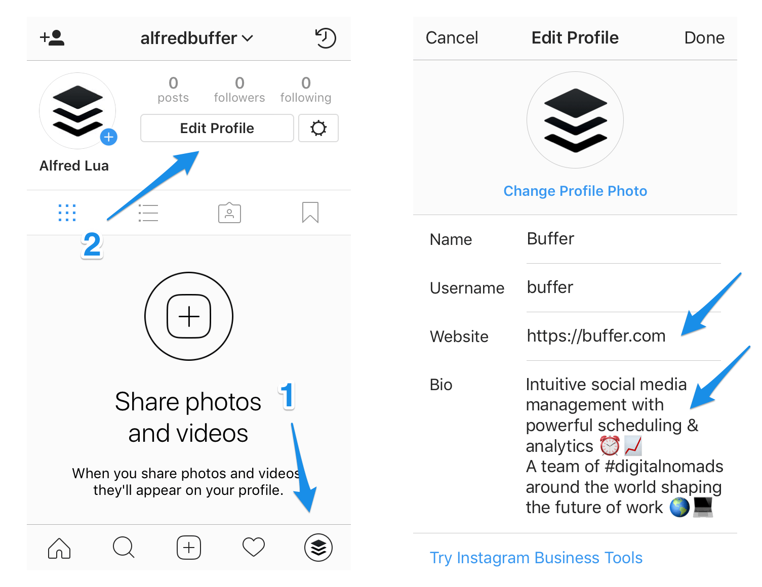 Instagram profile information