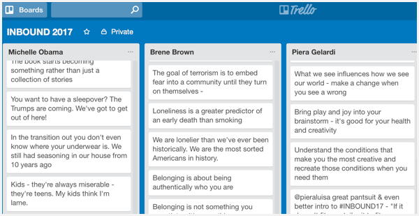 live blogging notes with trello