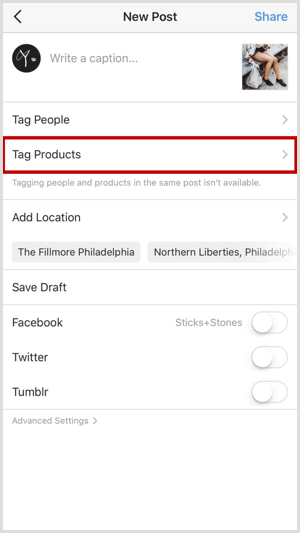 instagram shoppable post tag products option