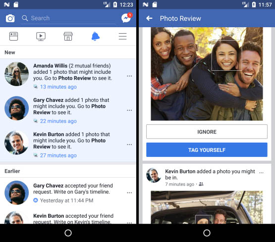 How Facebook's Photo Review feature alerts you to untagged photos in the mobile app.