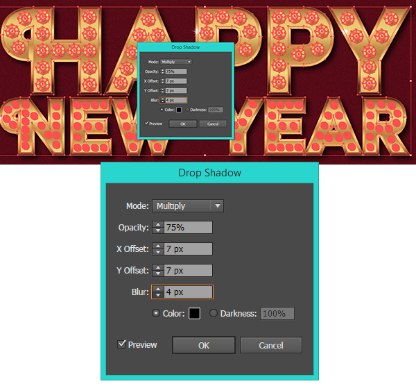 happy new year vector text