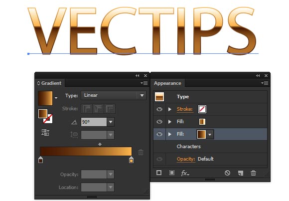 gold text effect