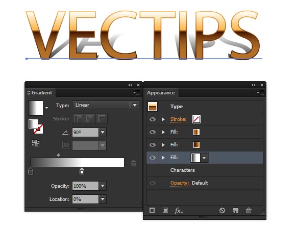 gold text effect