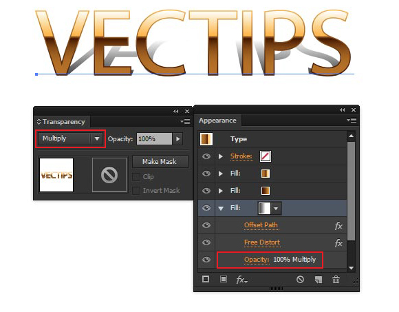 gold text effect