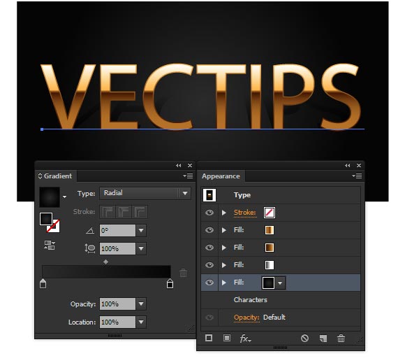 gold text effect