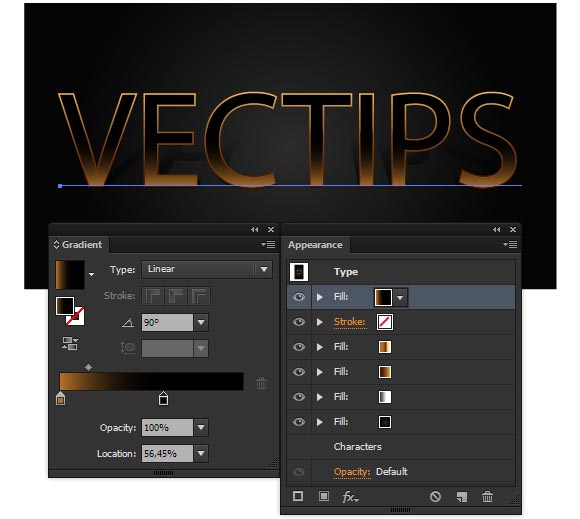 gold text effect
