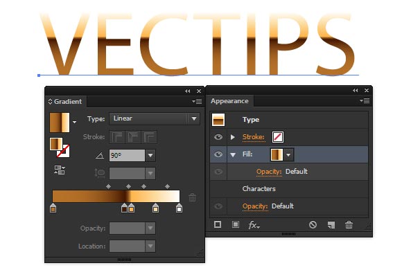 gold text effect
