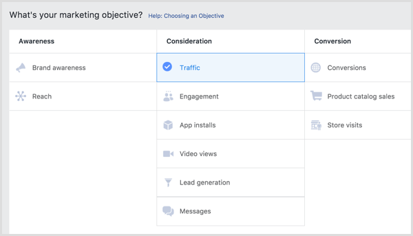 Facebook ad objective