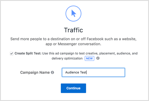 Facebook ad split test