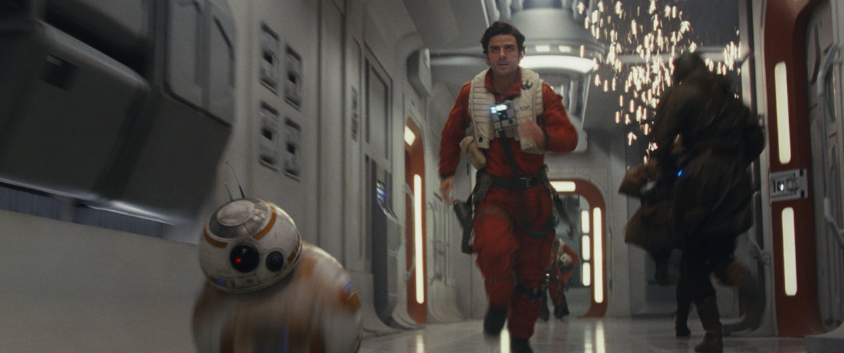 "Let's go, BB-8! We have to propel another action sequence along by way of questionable logic!" "[concerned beeping noises]" "I know, I know."