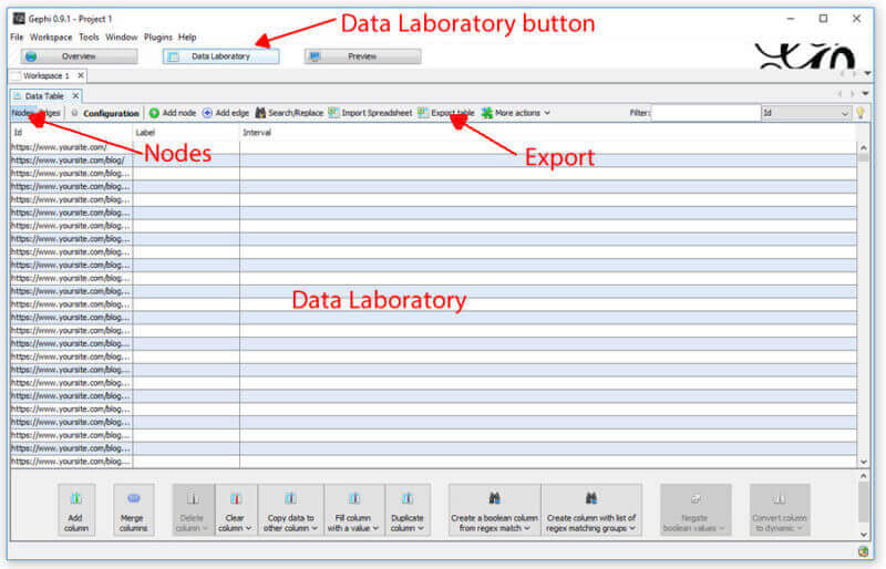 Data Laboratory export