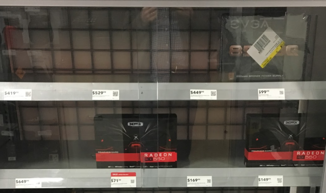 High-end graphics cards are all sold out at a Best Buy in Washington DC.