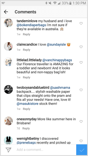 instagram tag business in comments