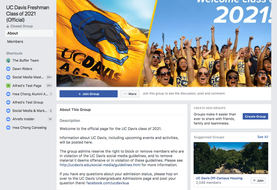 UC Davis Freshman Facebook Group