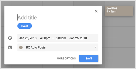 Google Calendar add event