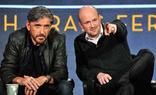 Brian Volk-Weiss (right) presents with Craig Ferguson ahead of their History Channel project.