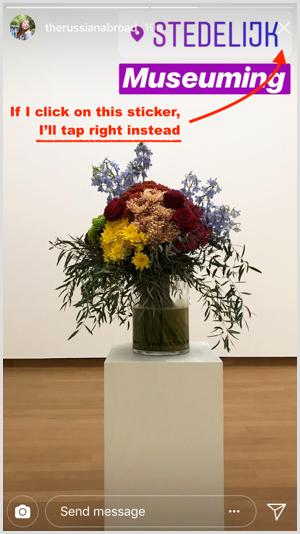 A sticker placed too close to the right side of the screen can cause a false tap forward in an Instagram story.