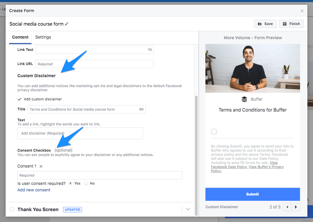 Facebook lead ad form Facebook lead ad form
