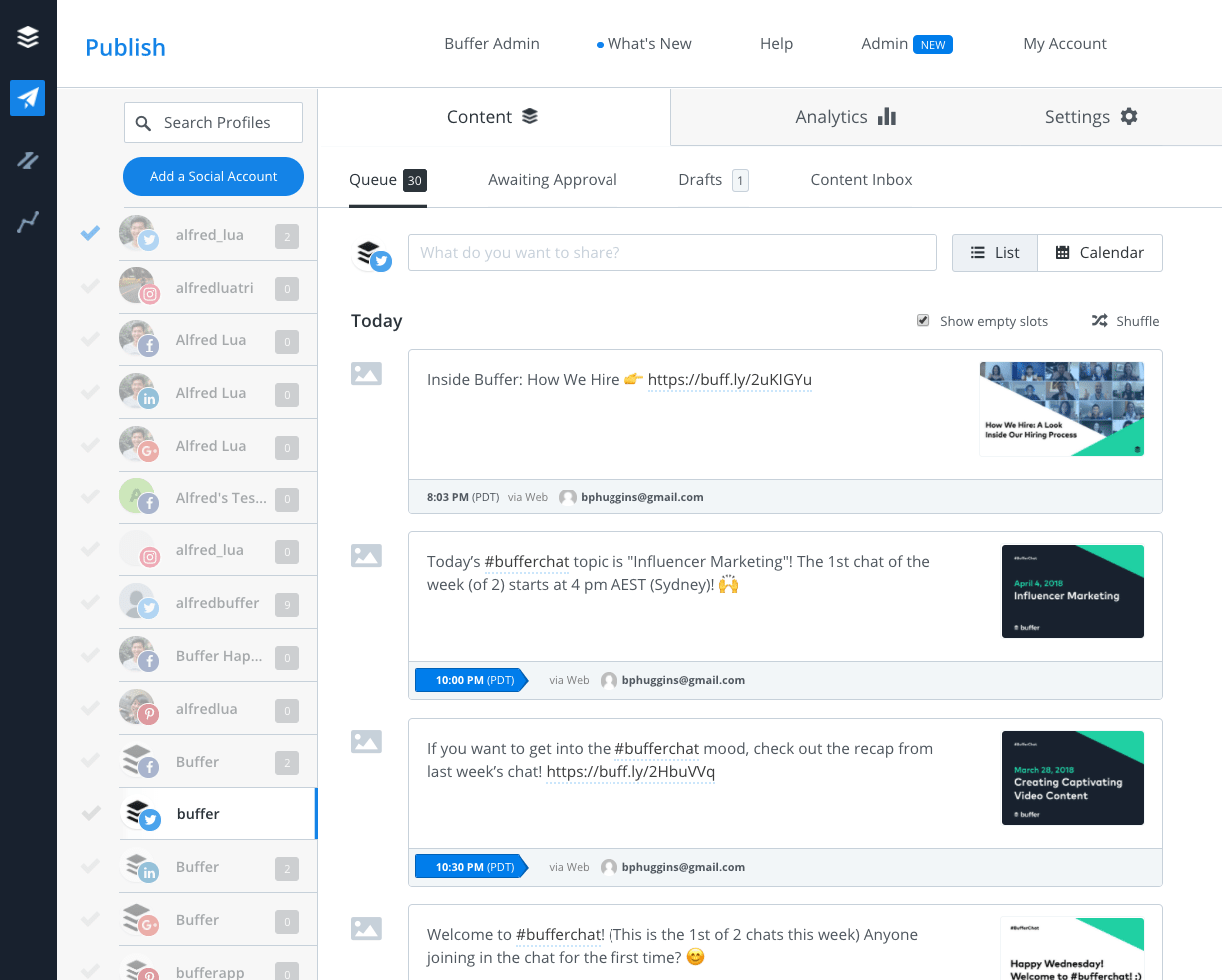 Buffer dashboard Buffer dashboard