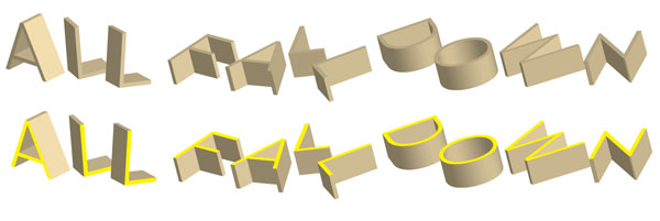 color the face of the 3d vector text 