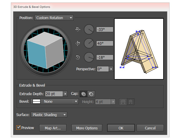 Text rotation for 3d vector text effect
