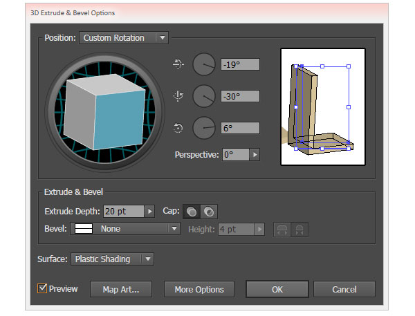 bevel for 3d vector text effect