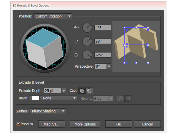 extrude & bevel 3d vector text