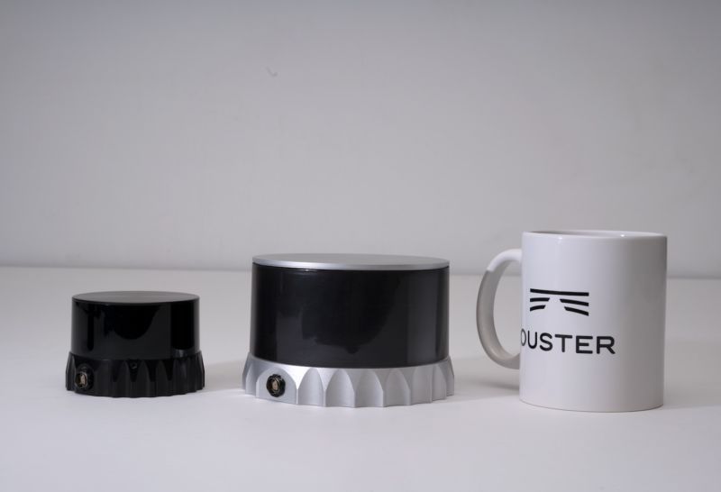 Promotional image from Ouster positions device next to branded mug.
