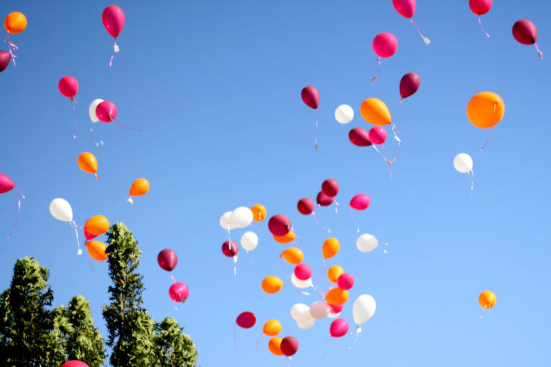 Helium-filled balloons.