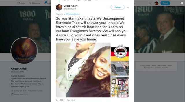 A threat made against political commentator Rochelle Ritchie. Twitter denied her request to take it down.
