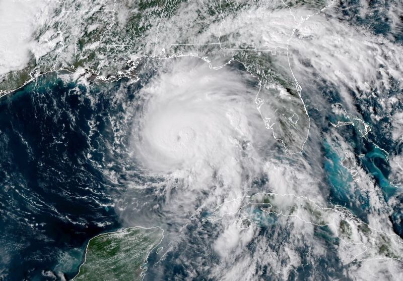 Satellite view of Hurricane over the Atlantic Ocean and Gulf of Mexico.