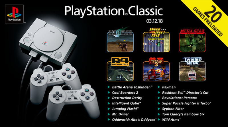 The European PlayStation Classic has the same game selection as the American one, but it's the only one to get an official listing image today. Hence, the release date is listed up there as "03-12-2018," meaning, December 3.