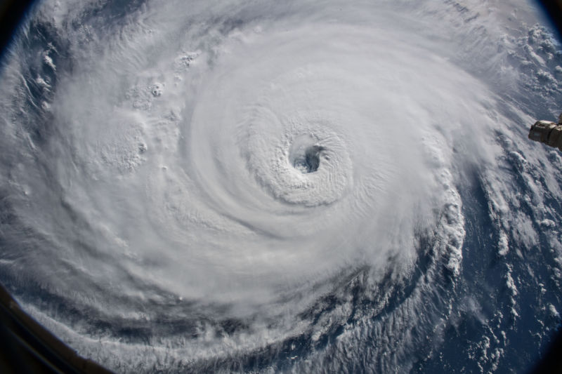 Satellite view of a hurricane.