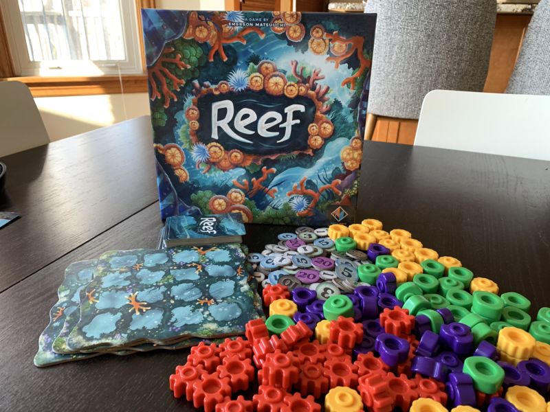 Reef is a bright, inviting game with a lot of fun, colorful pieces.