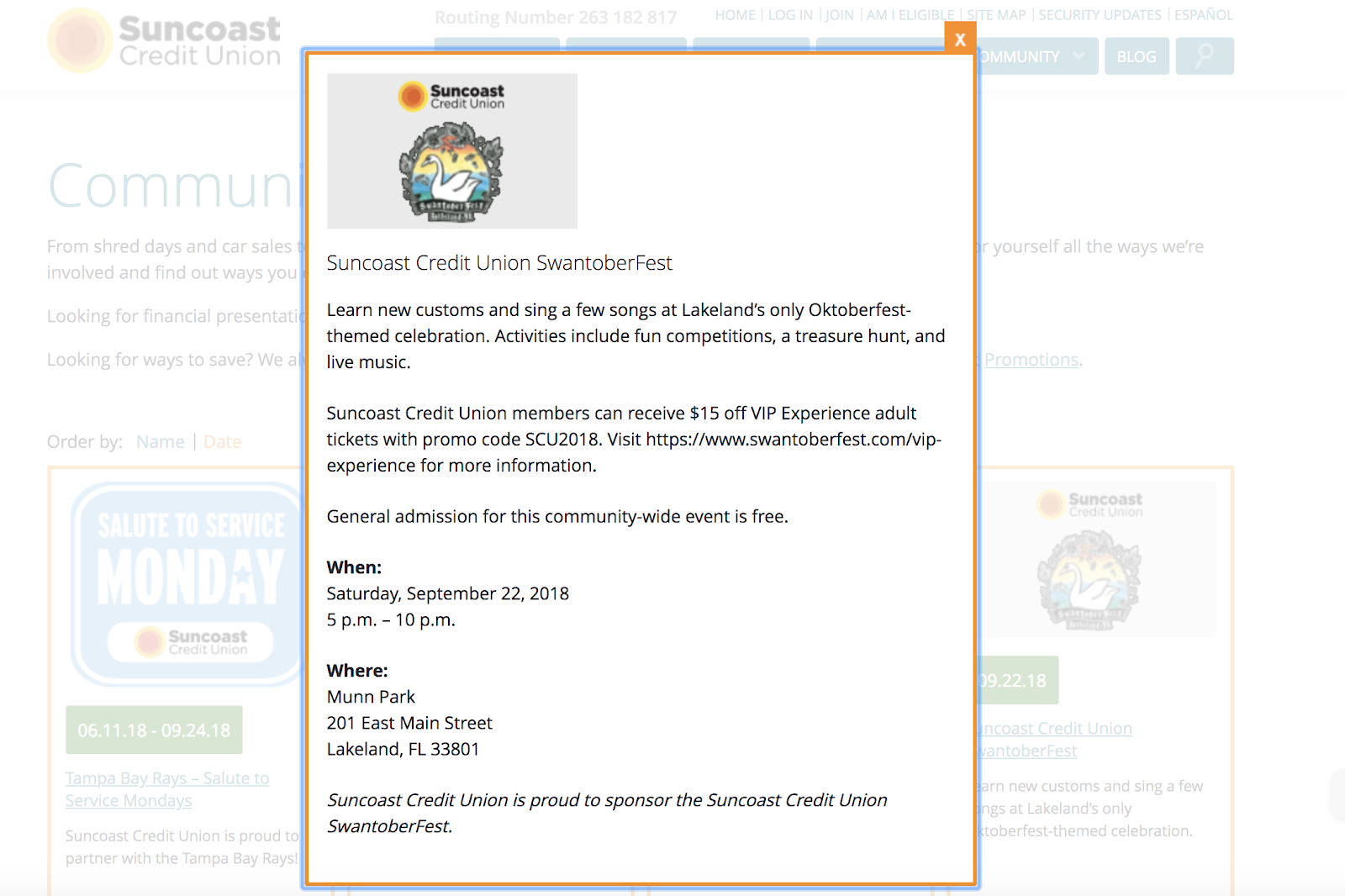 Suncoast Credit Union Local Event Partnership