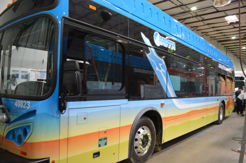 One of Antelope Valley Transit Authority's 79 electric buses.