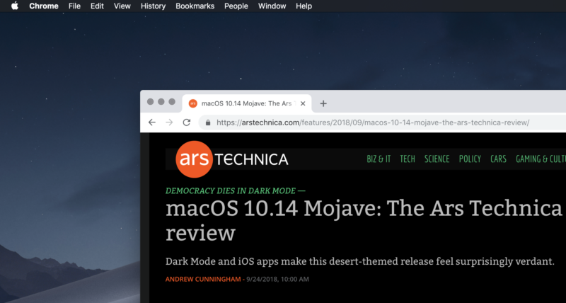 Google Chrome in macOS Mojave.