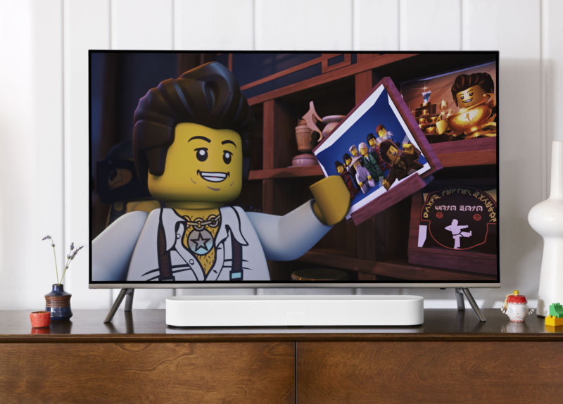 A LEGO figure uses the Beam as a DJ.