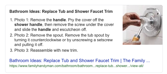 example of featured snippets update 2018