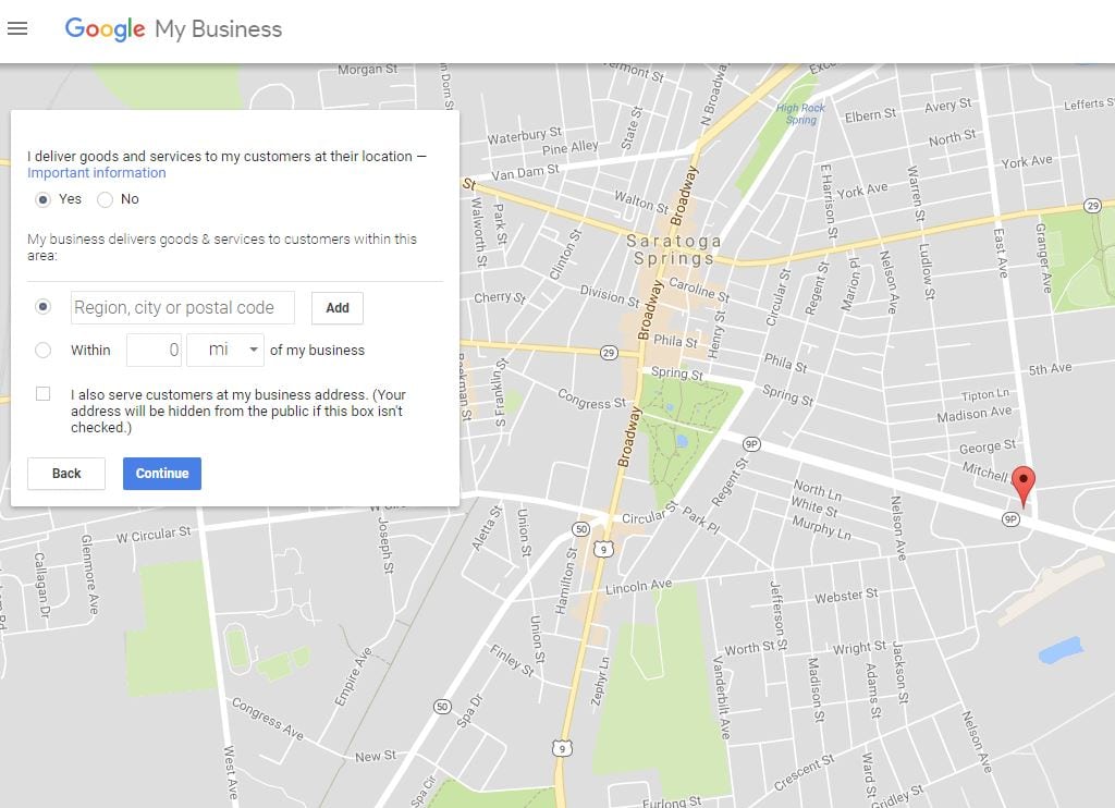 Set the service area on Google My Business to establish where your business is willing to offer goods and services