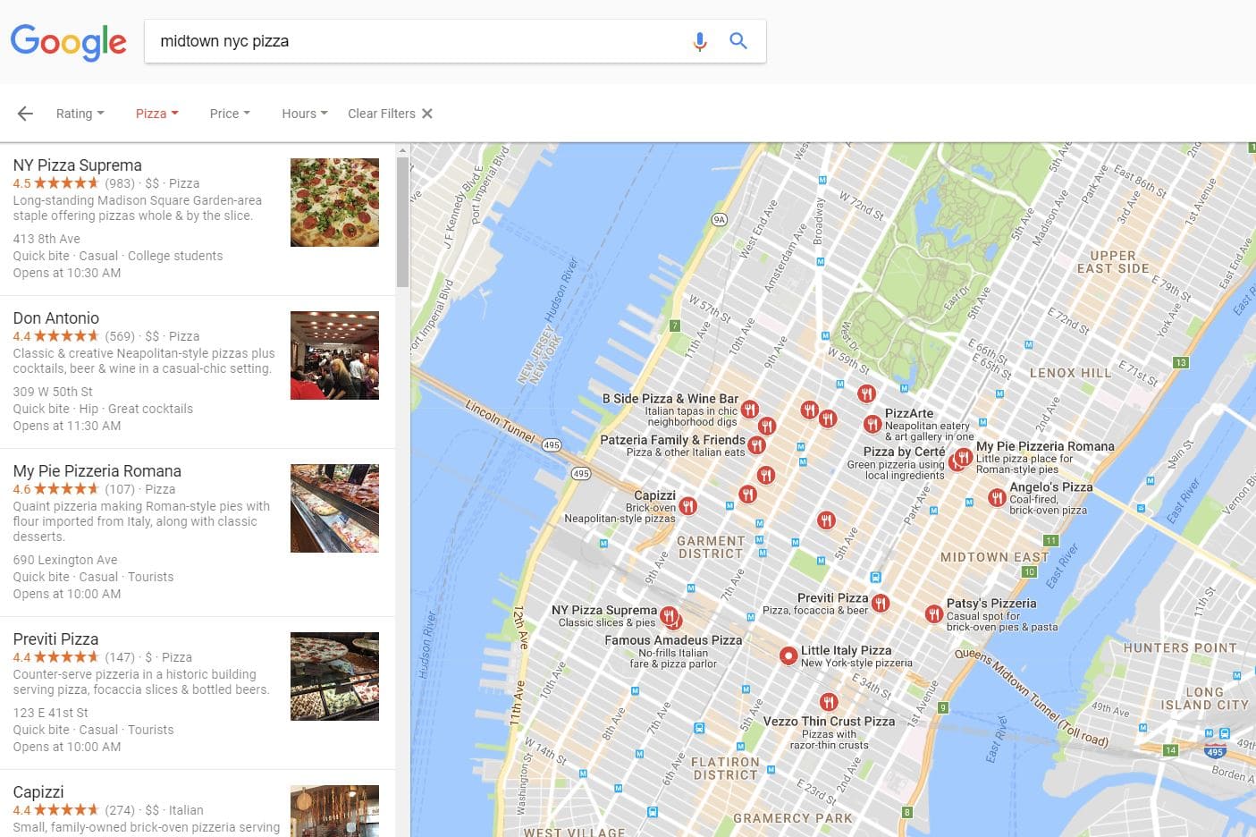 Google Local Search results break out to offer the most relevant business information in your area