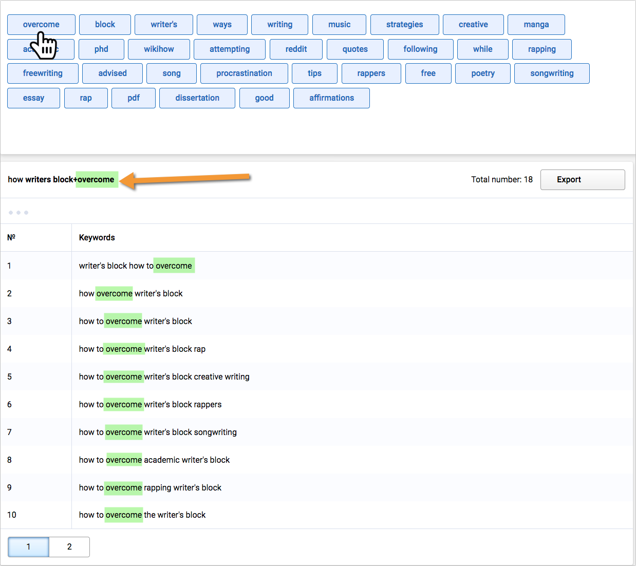 Serpstat questions filter