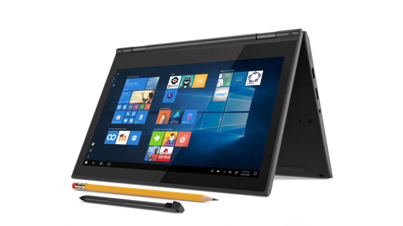 Promotional image of a tablet with both a stylus and a standard No.2 pencil.