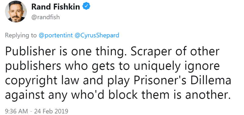 Screenshot of a tweet by Rand Fishkin
