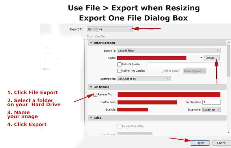 how to resize an image in lightroom