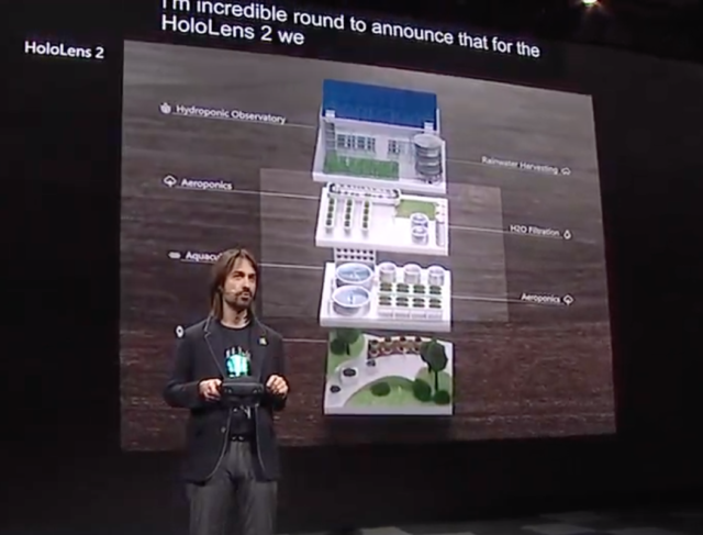 HoloLens 2 field of view, with first generation HoloLens field of view represented by the bright rectangle in the center.