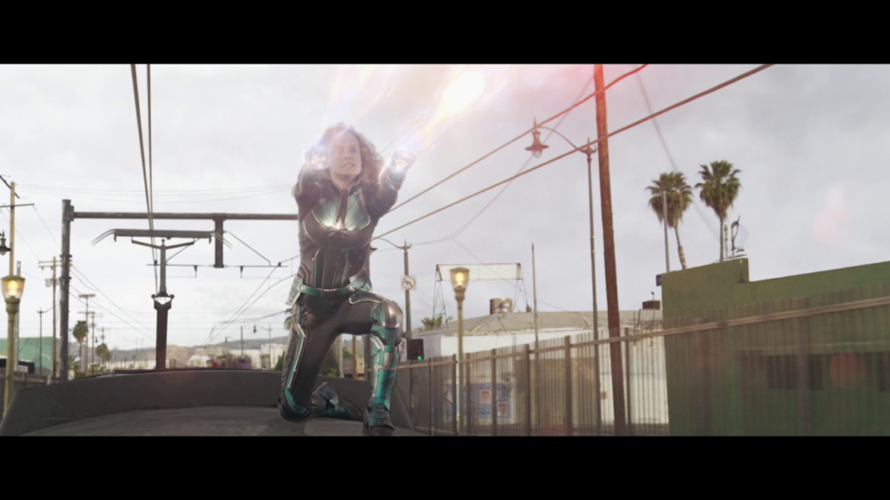 You don't want to be on the receiving end of that Captain Marvel action, especially when running on the top of a moving train.