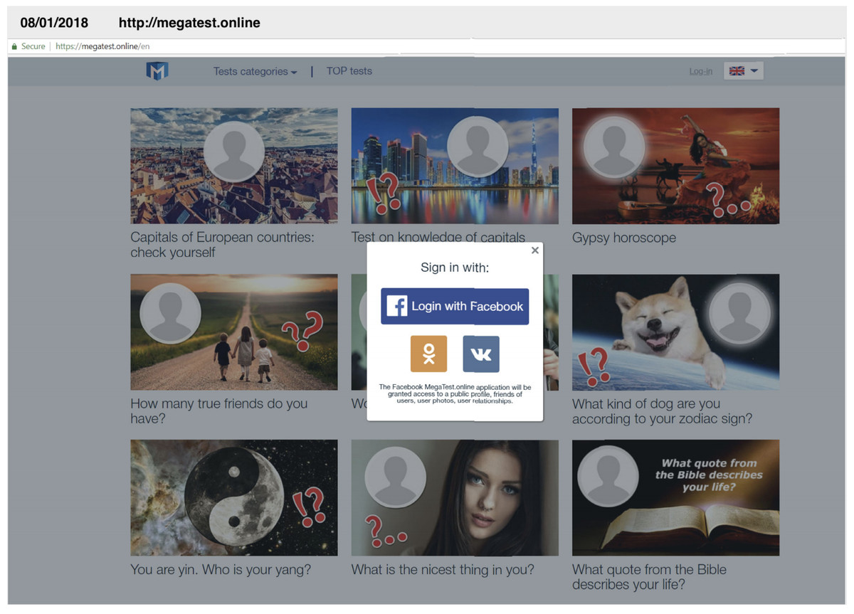 Facebook personality quiz malware