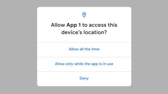 "Allow only while the app is in use" is a new option.